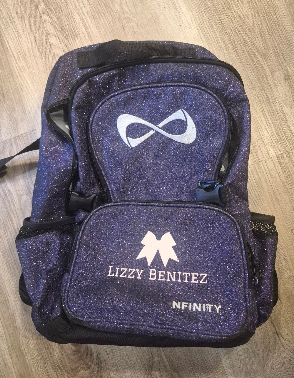 Nfinity Purple Glitter Cheer Dance School Backpack Competition Bag Large w/Logo